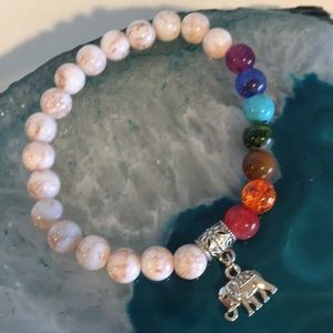 Elephant pendant beaded bracelet